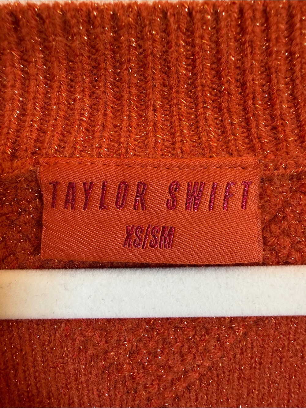Taylor Swift - Life of a Showgirl - Rust Orange Glitter Cable Knit  Cardigan - Picture 4 of 5